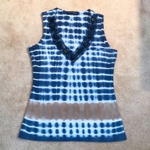 Boston Proper XS tie dye tank with bead embellishments on neckline. Beautiful!!